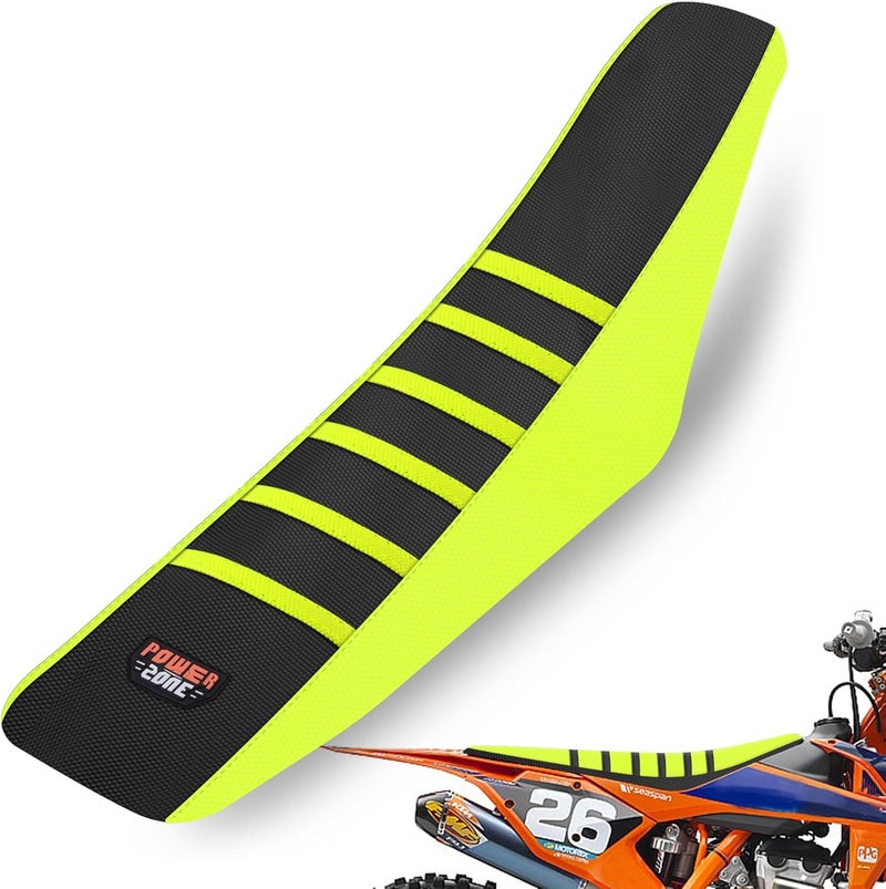 MCHMFG Universal Ribbed Dirt Bike Seat Cover - Gripper Soft Seat Cover for Most Dirt Pit Bike Motorcycle Neon-Black - Image 1